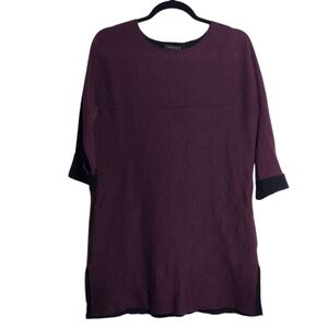 TAHARI Women's Burgundy 3/4 Sleeve Pullover Tunic Length Sweater Size Small